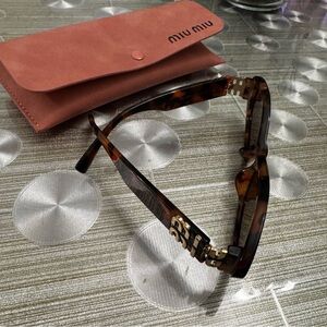 Miu Miu Brown Tortoise Sunglasses with Pink Case
